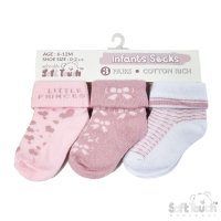 S506-P-NB-3: Pink 3 Pack Turnover Socks (NB-3 Months)